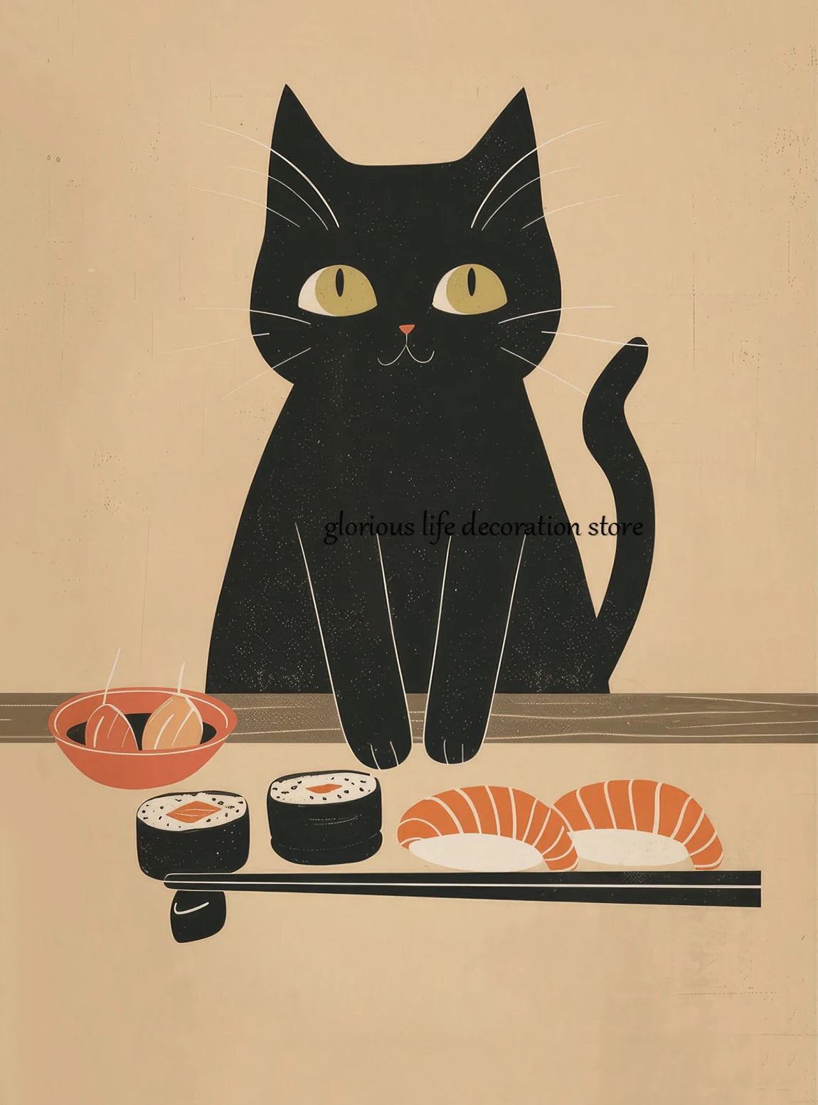 Retro Sushi Cat Posters