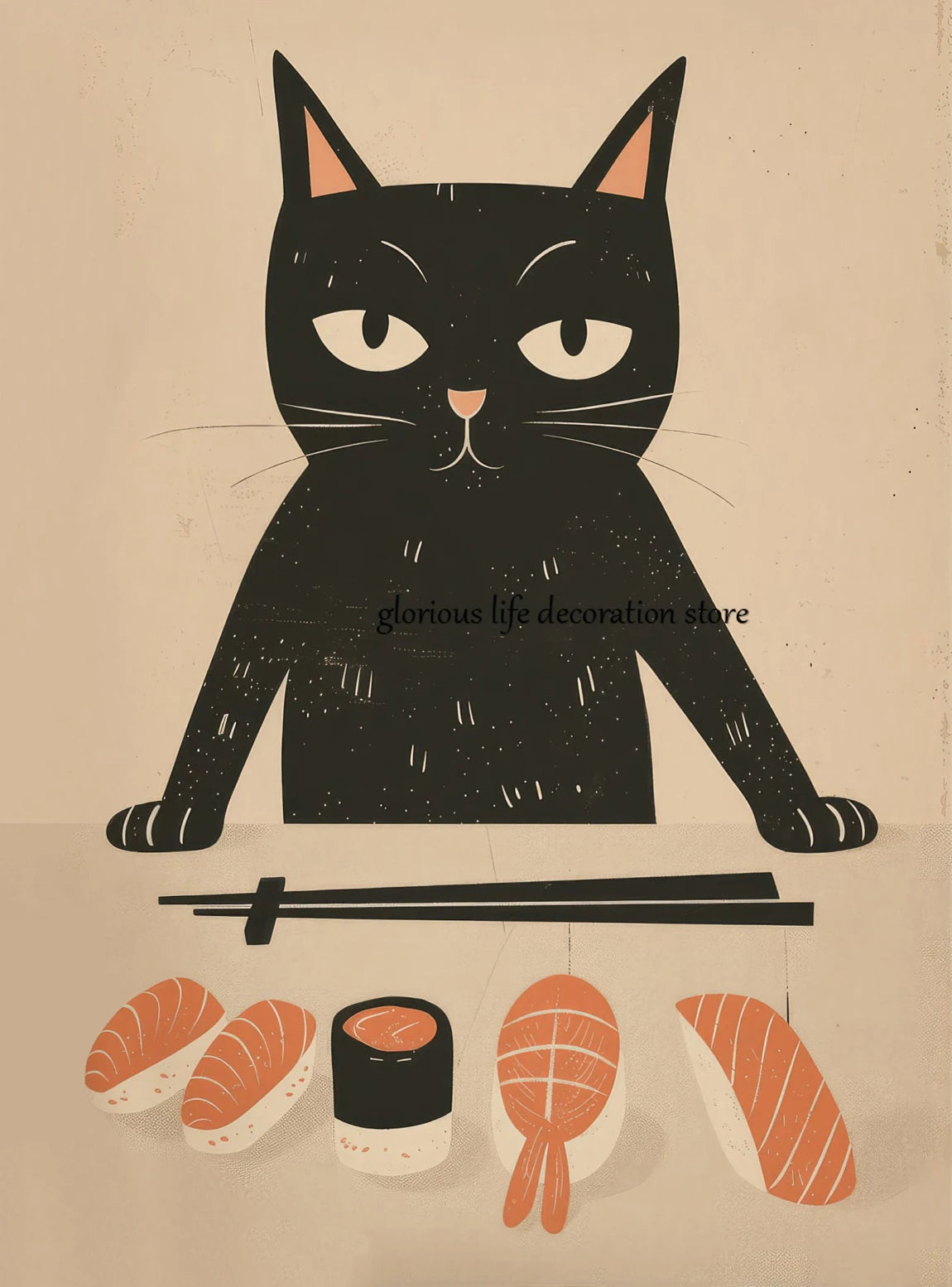 Retro Sushi Cat Posters