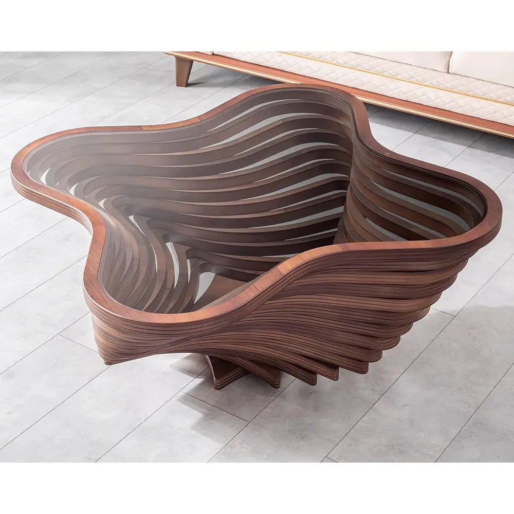 Natural Walnut Wave Coffee Table
