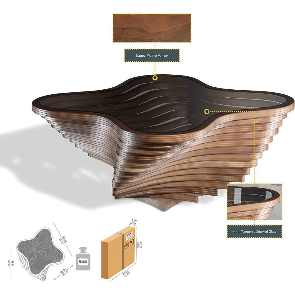 Natural Walnut Wave Coffee Table