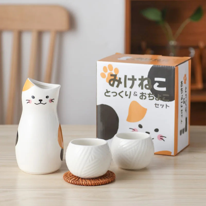 Japanese Cat Sake Cup Set