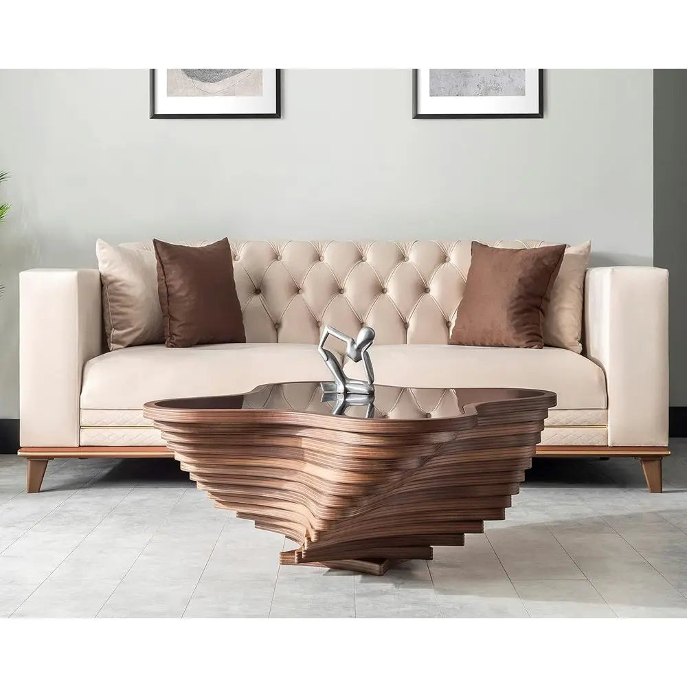 Natural Walnut Wave Coffee Table