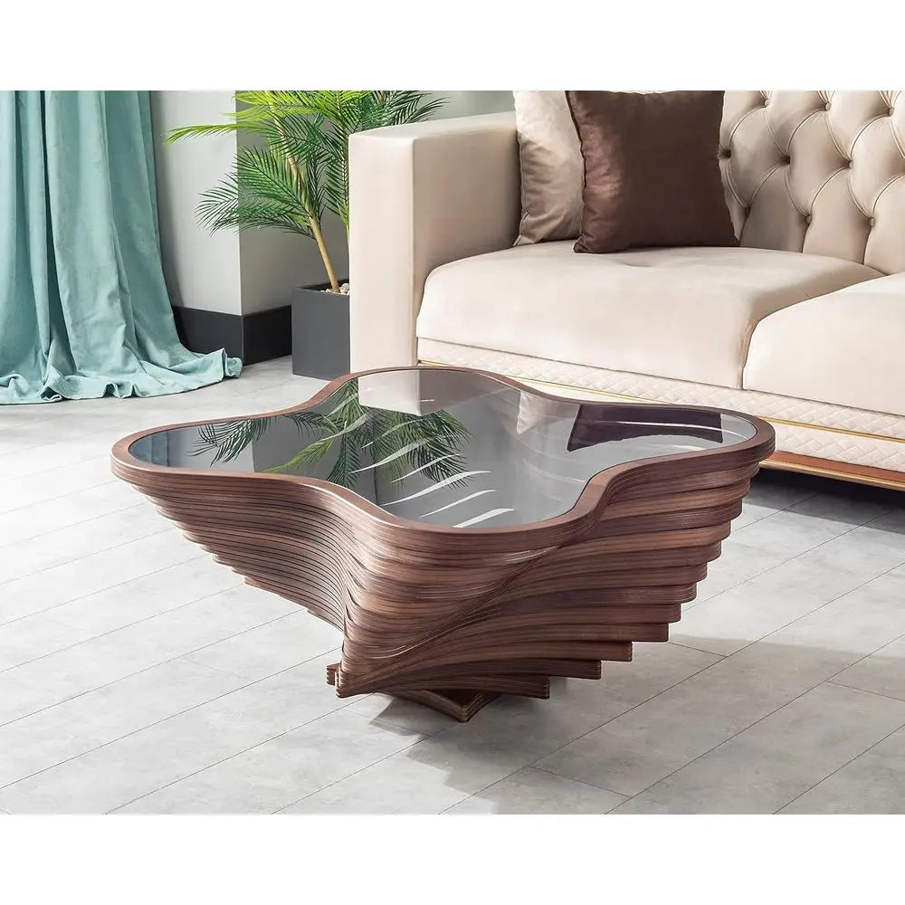 Natural Walnut Wave Coffee Table