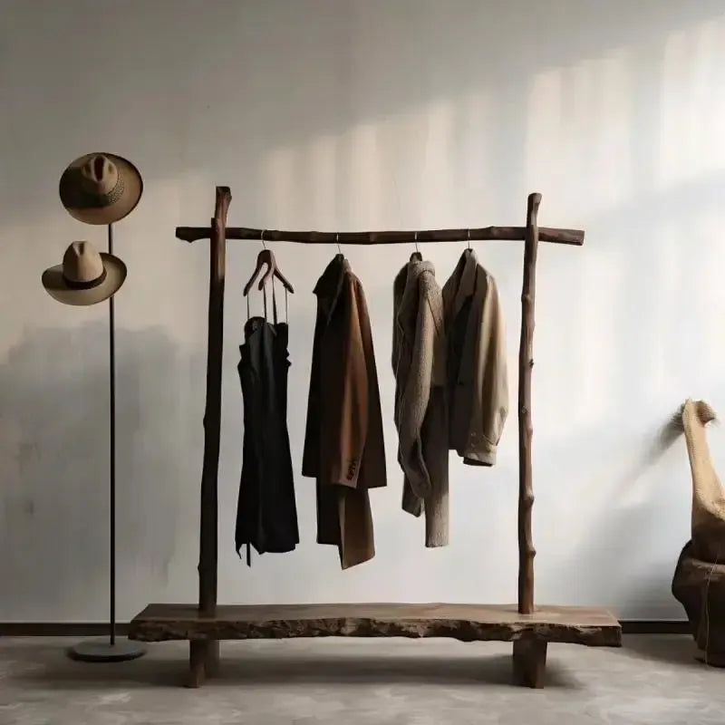 Wabi-sabi Wind Solid Floor Coat Rack