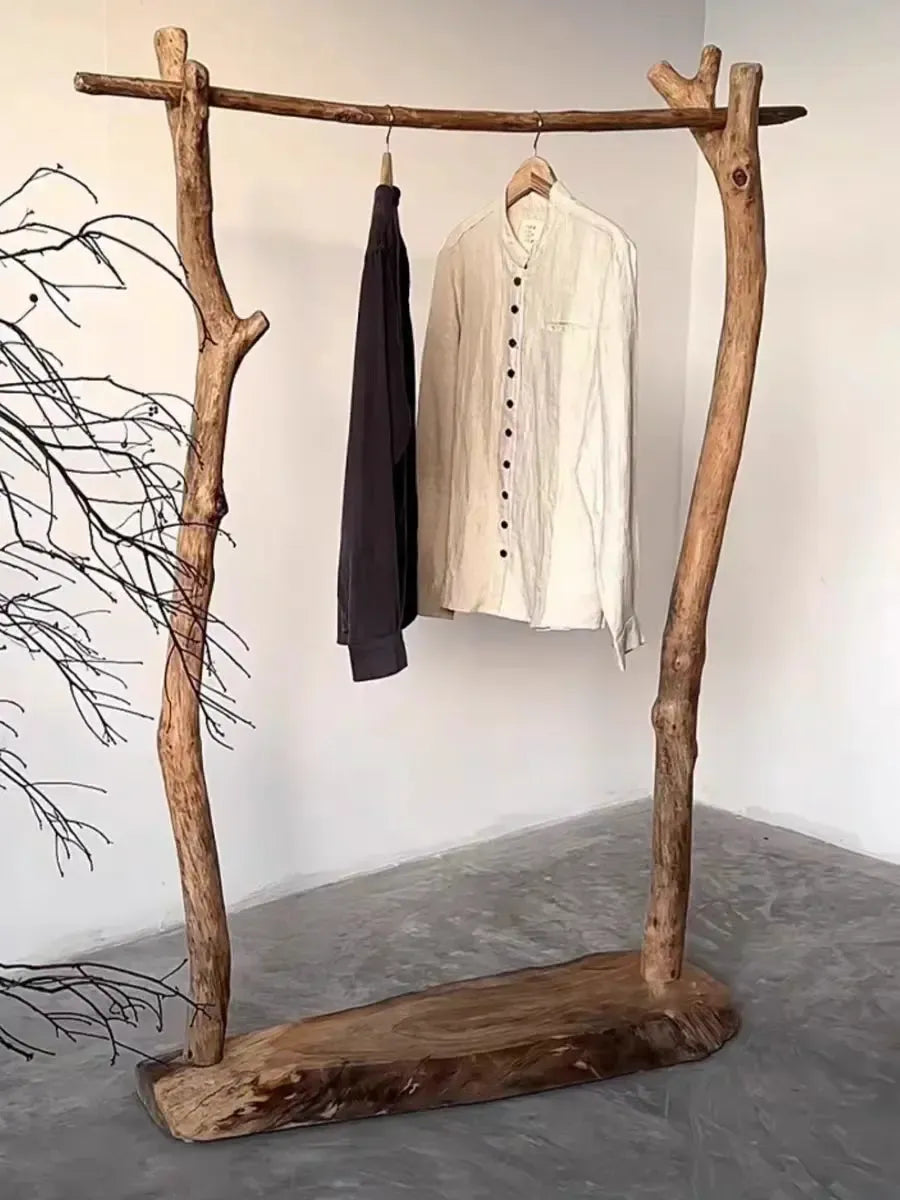 Wabi-sabi Wind Solid Floor Coat Rack