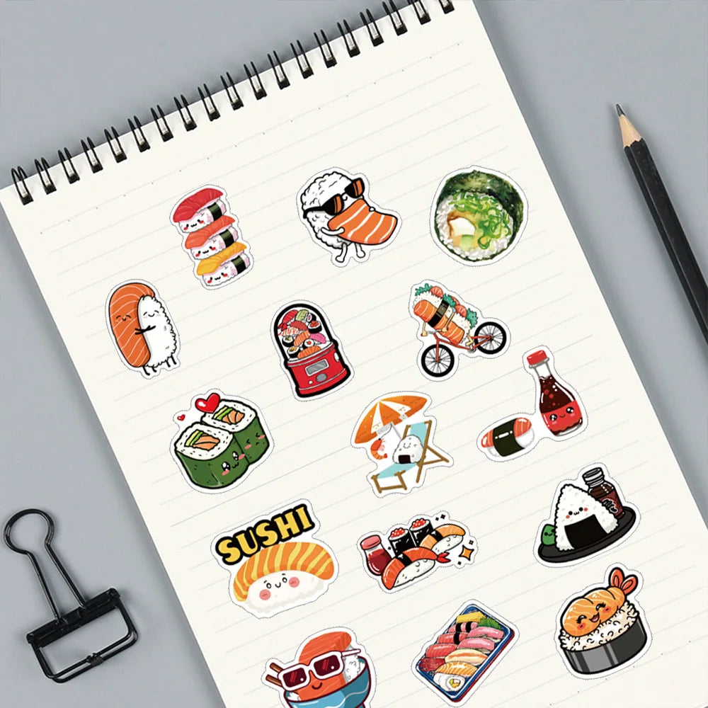 Waterproof Sushi Stickers (50 Pieces)