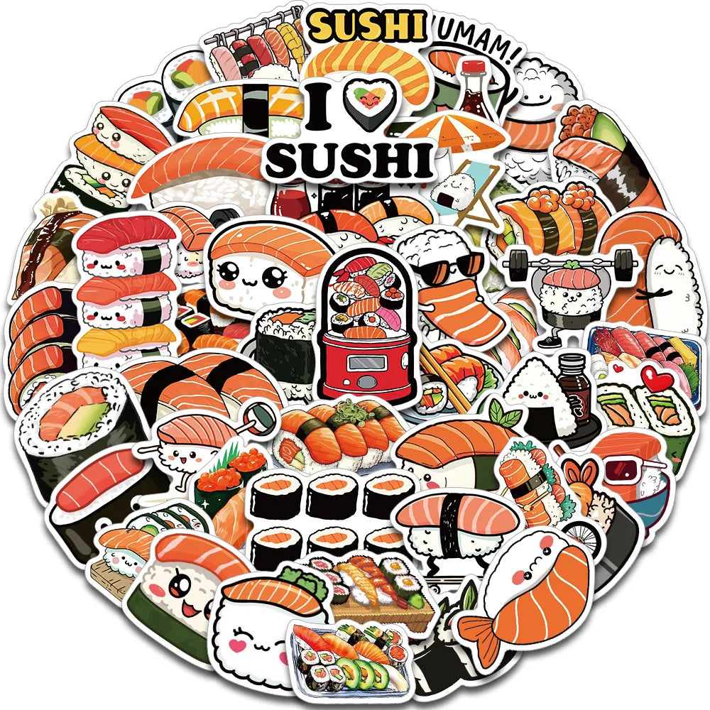 Waterproof Sushi Stickers (50 Pieces)