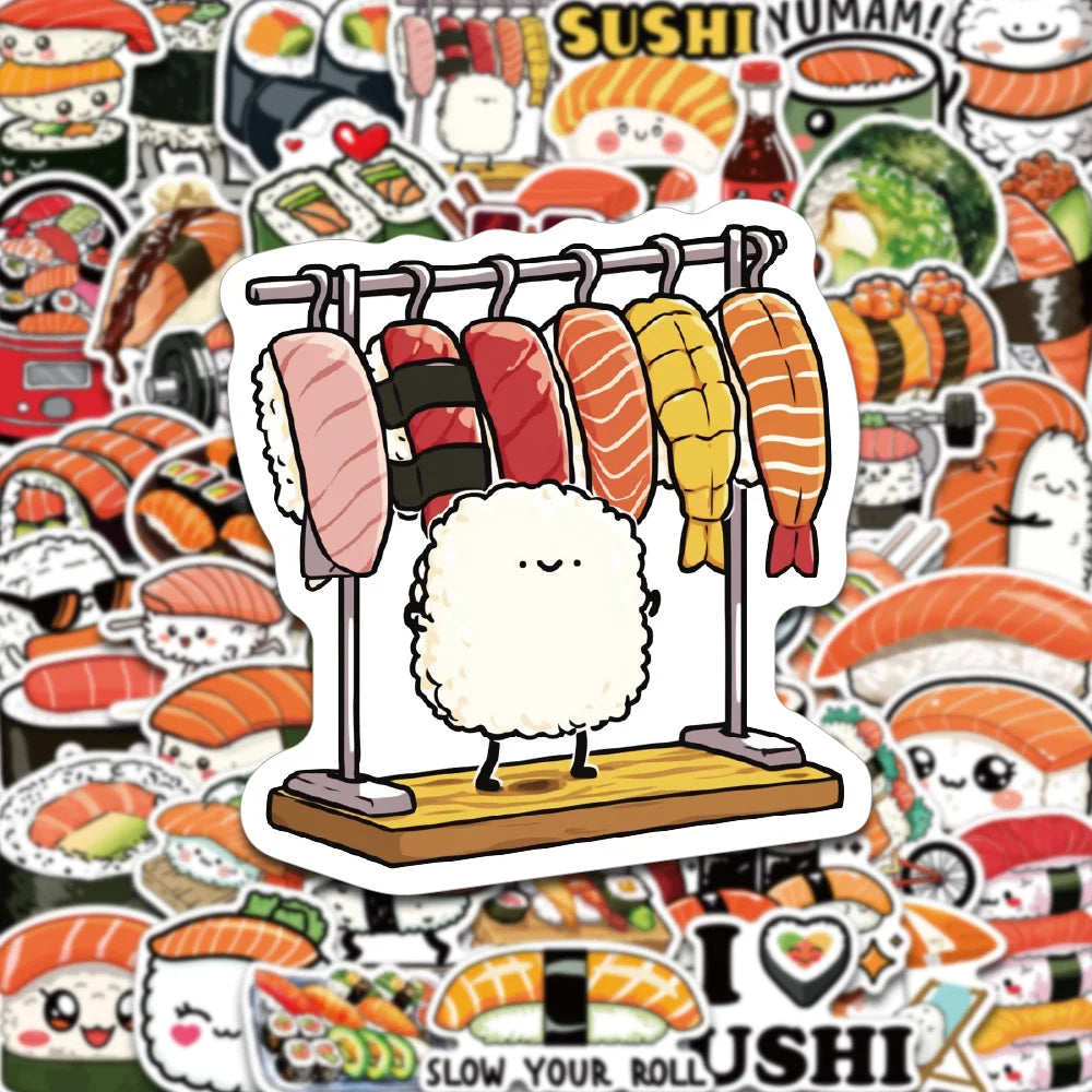 Waterproof Sushi Stickers (50 Pieces)